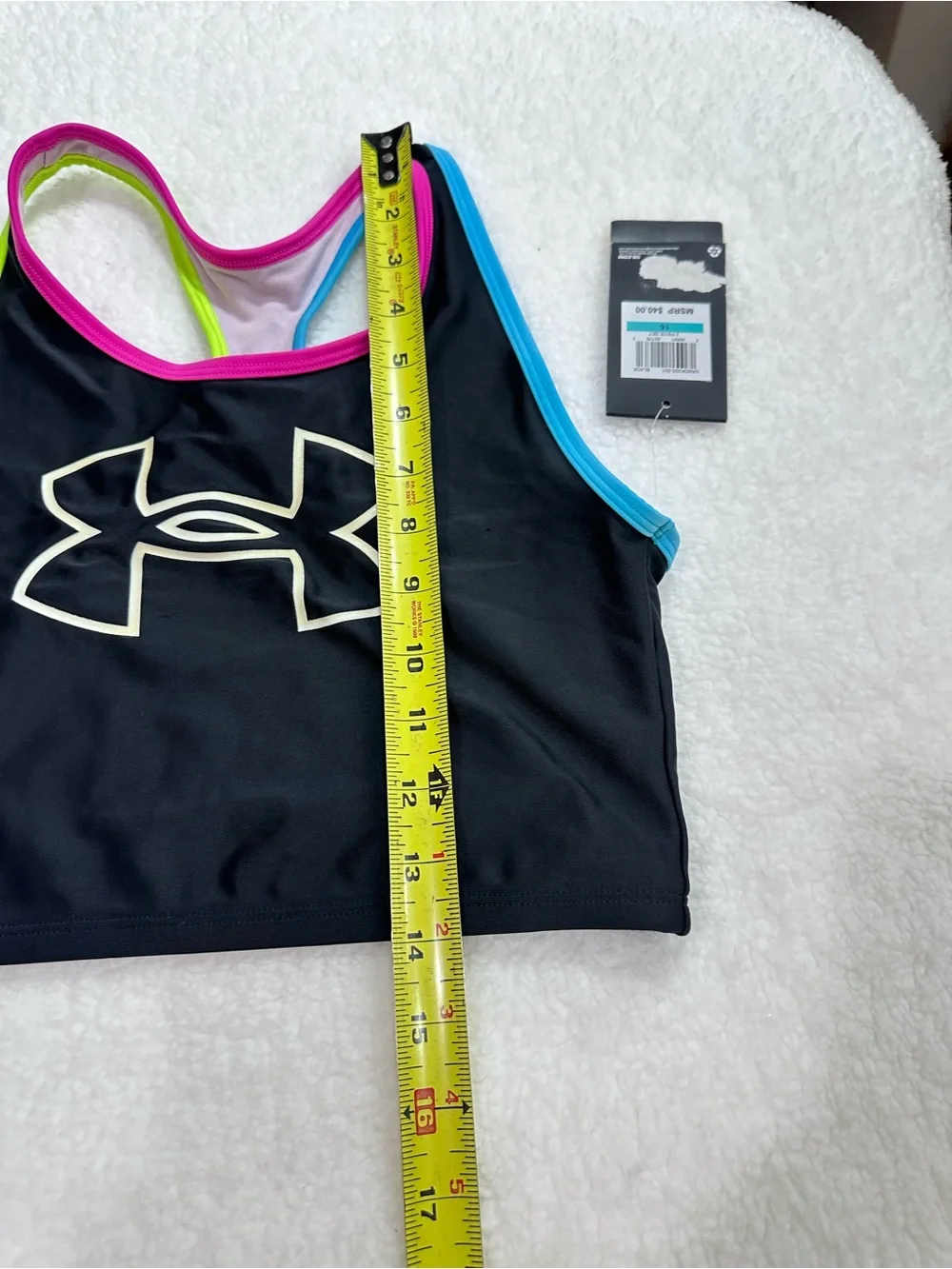 Girl’s Under Armour Black Two-Piece Swim Set with Neon Trim